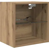 vidaXL Étagères murales pour télévision avec éclairage LED, 5 pièces, bois imitation chêne artisanal, 100 x 30 x 30 cm