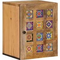 vidaXL Armoire suspendue de salle de bains Nature 38 x 33 x 48 cm Bois massif Mango
