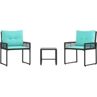 vidaXL Ensemble de mobilier de jardin , 3 pièces, noir et turquoise