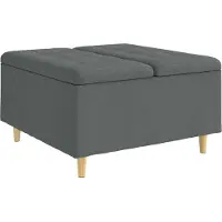 vidaXL Coffre de rangement en forme d'ottomane, gris foncé, 80 x 80 x 45 cm, revêtement en tissu