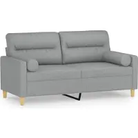 vidaXL Canapé 2 places avec oreillers gris clair 140 cm tissu