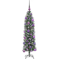 vidaXL Arbre de Noël artificiel slim avec 150 LED Vert et blanc 120 cm
