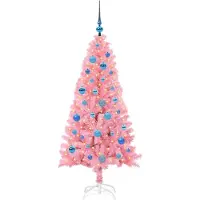vidaXL Sapin de Noël avec 150 LED avec support Rose 150 cm PVC