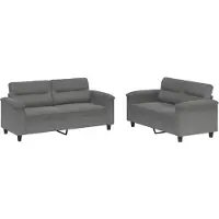 vidaXL Ensemble de canapés 2 pièces avec coussins Gris foncé Tissu microfibre