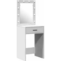 vidaXL Table de maquillage, 2 pièces, blanche, 50 x 41 x 135 cm, en panneaux de particules