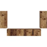 vidaXL Ensemble d'étagères murales pour téléviseur, fixation murale, 4 pièces, bois ancien, matériau dérivé du bois