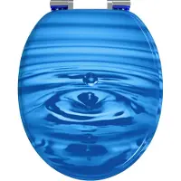 vidaXL Assise de toilette à fermeture douce, lot de 2, motif gouttes bleues, 44 x 38 cm