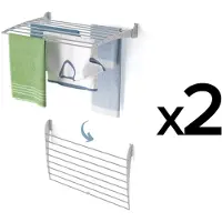 Foxydry 2x Séchoir à linge mural, peu encombrant, en aluminium - Fold Down 80 cm