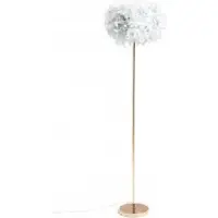 Halay Lampadaire Argos Home avec plumes grises et pied rose doré, hauteur 150 cm, compatible LED E14