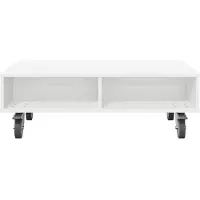 vidaXL Table d'appoint avec roues Blanc 90 x 50 x 30 cm