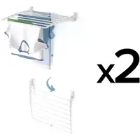 Foxydry 2 Fold Down 60 cm blancs – Étendoirs à linge muraux pliables vers le bas, compacts et peu encombrants, idéals pour les petits espaces