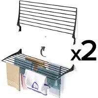 Foxydry 2x séchoir à linge mural en aluminium, pour l'intérieur et l'extérieur - Fold 116 cm noir