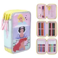 VProDeti Trousse à crayons avec accessoires Princesses Disney 43 pièces rose (12,5 x 6,5 x 19,5 cm)