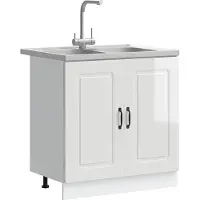 vidaXL Armoire de cuisine avec porte Kalmar, blanc brillant, 80 x 46 x 81,5 cm