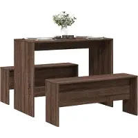 vidaXL Ensemble table à manger et banc 3 pièces brun imitation chêne Matériau dérivé du bois