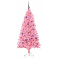 vidaXL Sapin de Noël avec 150 LED avec support Rose 150 cm PVC