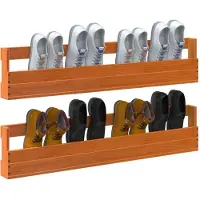 vidaXL Étagères à chaussures murales 2 pcs cire marron 110x8,5x23,5 cm