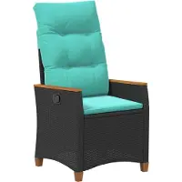 vidaXL Chaise de jardin réglable, noir et turquoise, 64 x 57,5 x 112 cm