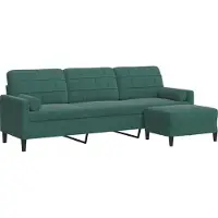 vidaXL Canapé 3 places avec pouf vert foncé 210 cm velours