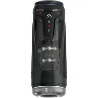 PDX Elite Moto-Bator Pro - masturbateur à poussées perlé et chauffant (noir)