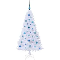vidaXL Sapin de Noël artificiel avec 150 LED Blanc 150 cm PVC et Acier