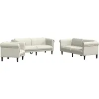 vidaXL 3-pc. Ensemble canapé velours crème
