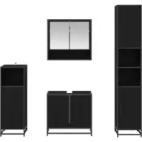 vidaXL Ensemble de meubles de salle de bain, 4 pièces, imitation chêne noir