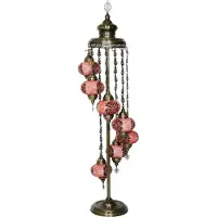 Halay Lampadaire turc fait main 7 boules rouges - Lampe orientale Moosik pour une lumière d'ambiance