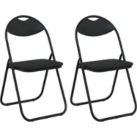 vidaXL : 2 chaises pliantes, revêtues de similicuir noir, dimensions 48 x 43,5 x 81 cm