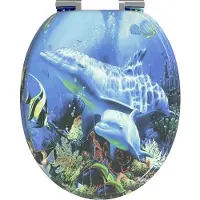 vidaXL Abattant de WC à fermeture douce, bleu, 44 x 38 cm, plateau en MDF