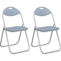 vidaXL : 2 chaises pliantes, similicuir gris, 48 x 43,5 x 81 cm