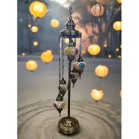 Halay Lampadaire turc avec 5 boules en mosaïque de verre faites à la main – Éclairage exotique pour votre intérieur
