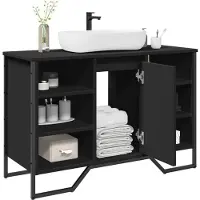 vidaXL Meuble sous-lavabo noir 91x35x60 cm bois composite