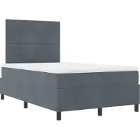 vidaXL Lit avec sommier à ressorts et tête de lit, gris foncé, 120 x 200 cm, revêtement en velours