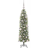 vidaXL Arbre de Noël artificiel slim avec 150 LED Vert et blanc 120 cm