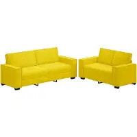 vidaXL Ensemble de canapés 2 pièces avec coussins Velours jaune