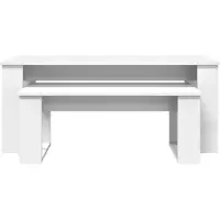 vidaXL : Ensemble de deux tables basses, blanches, dimensions 100 x 50 x 42 cm, en panneaux de particules