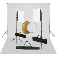 vidaXL Kit de studio photo boîtes à lumière toile de fond réflecteur