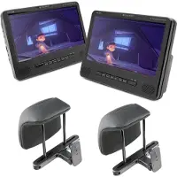 Caliber Draagbare DVD Speler Auto - Set van 2 Spelers - Incl. Hoofdsteunhouder - 9 Inch Scherm - Met Accu voor 1,5 uur Speeltijd (MPD298)