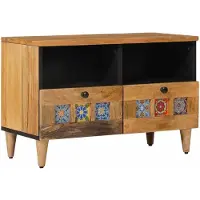 vidaXL Meuble TV avec étagère Naturel 70 x 33 x 46 cm Bois massif Mango
