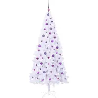vidaXL Sapin de Noël artificiel avec 300 LED Blanc 210 cm PVC et Acier
