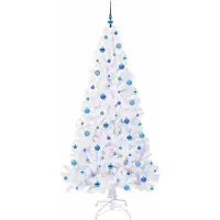 vidaXL Sapin de Noël artificiel avec 300 LED Blanc 210 cm PVC et Acier