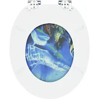 vidaXL Abattant de WC à fermeture douce, bleu, 44 x 38 cm, plateau en MDF