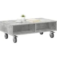 vidaXL Table d'appoint avec roues Gris béton 90 x 50 x 30 cm