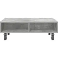 vidaXL Table d'appoint avec roues Gris béton 90 x 50 x 30 cm