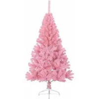 vidaXL Arbre de Noël artificiel pré-éclairé rose 150 cm PVC