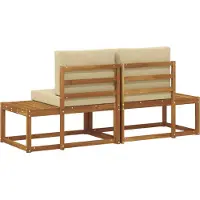 vidaXL Canapé d'extérieur 2 pièces Naturel et beige Bois massif d'acacia