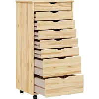 vidaXL Cabinet Roulant avec Tiroirs avec roue MOSS Vernis transparent