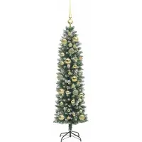 vidaXL Arbre de Noël artificiel slim avec 150 LED Vert et blanc 120 cm