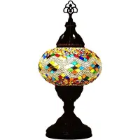 Halay Lampe de table Oosterse Mozaïek (lampe turque) Ø 13 cm, fabriquée à la main, hauteur 36 cm, pour ampoule E14 jusqu'à 40 watts